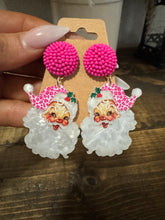 Pink Santa Earrings New