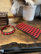 Red and Black Keyring Wristlet new