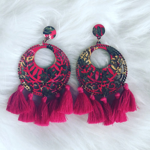 Pink tassel earrings