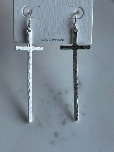 Silver Cross earrings