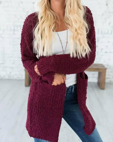 Burgundy popcorn cardigan