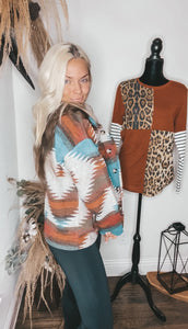 Aztec Jacket TEAL AND RUST