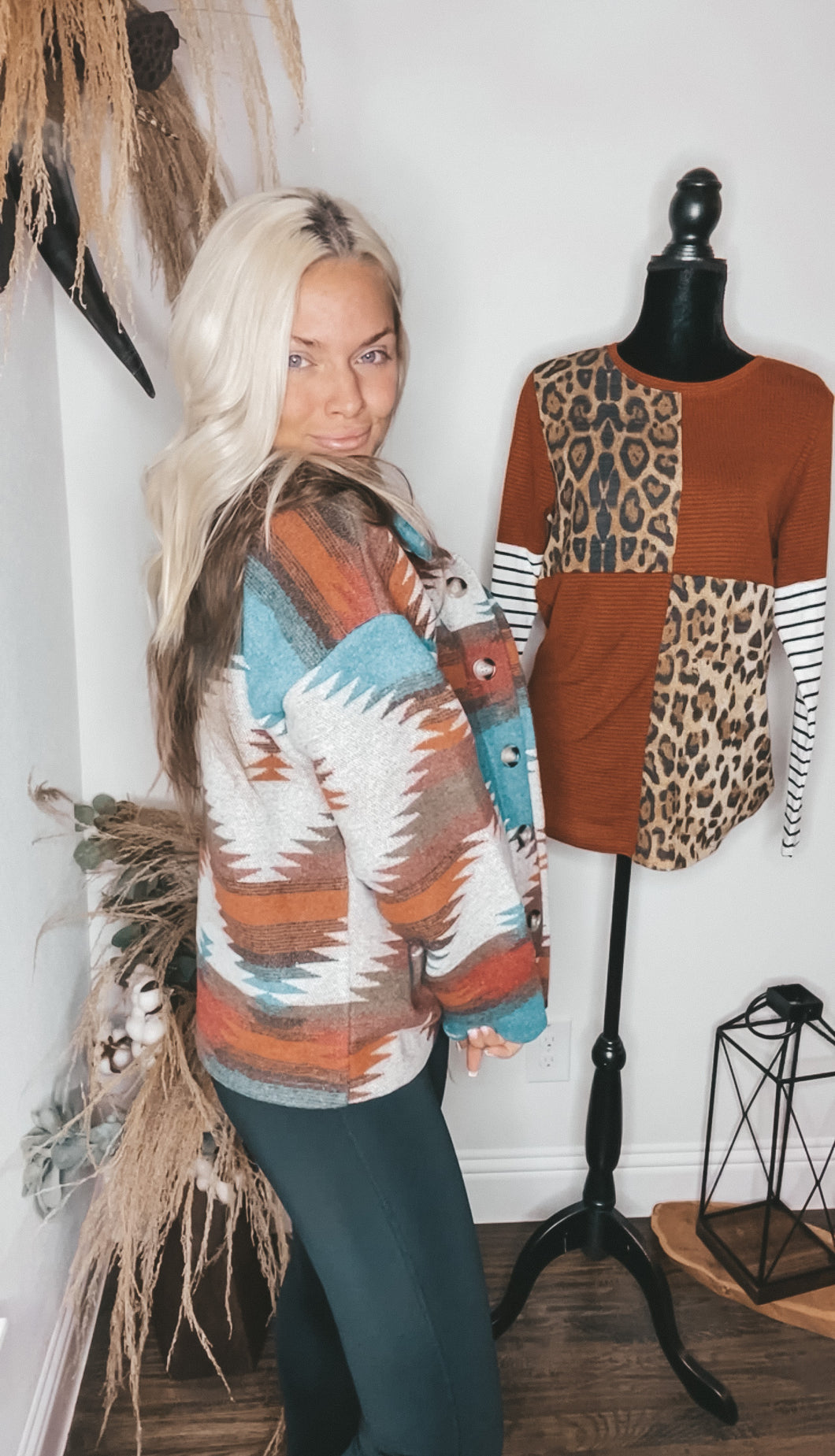Aztec Jacket TEAL AND RUST