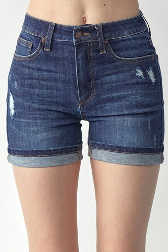 Riley Mid Rise Dark Wash shorts