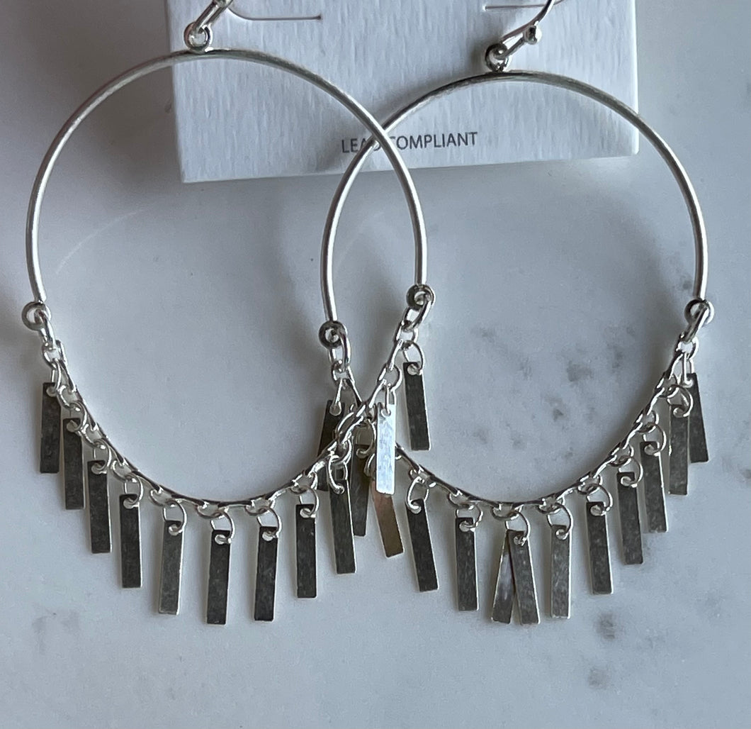 Silver Tassel hoop earrings