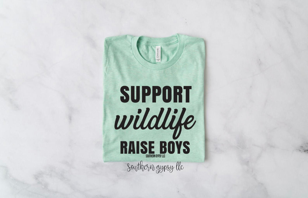 Support wildlife raise boys graphic tee
