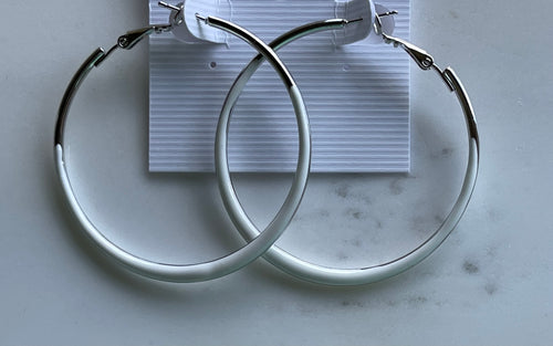White silver Hoop earrings
